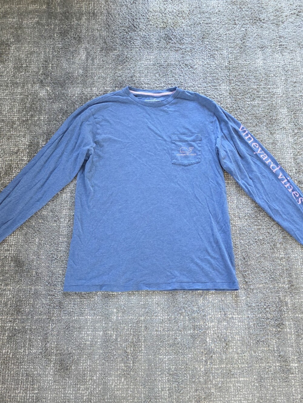 Vineyard Vines Long Sleeve Pocket T Shirt Mens M Blue Pink Whale Logo